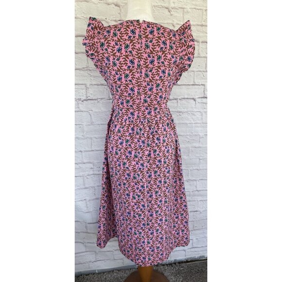 J.Crew Flutter Sleeve Floral Smoked Midi Sun Dress Size Small - Picture 7 of 13